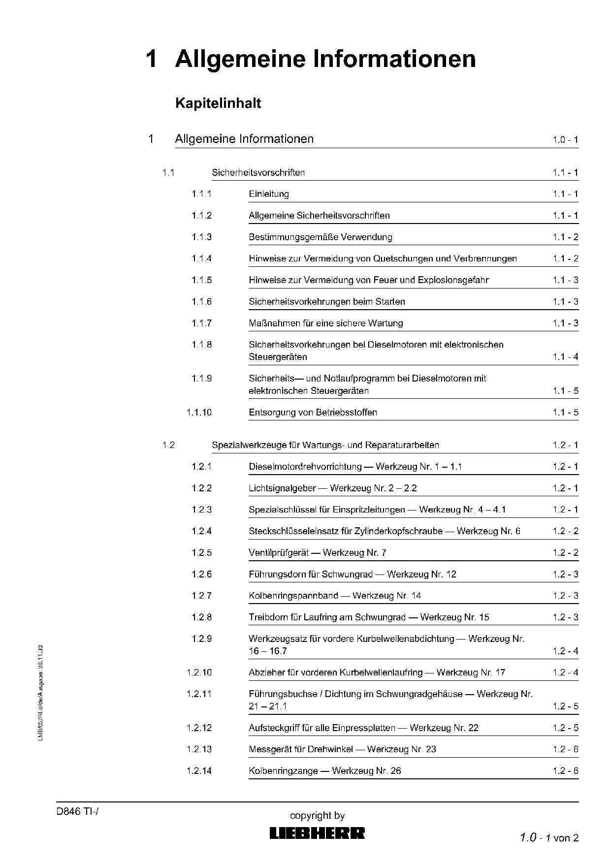 Liebherr D846 TI Dieselmotor Reparaturhandbuch Werkstatthandbuch