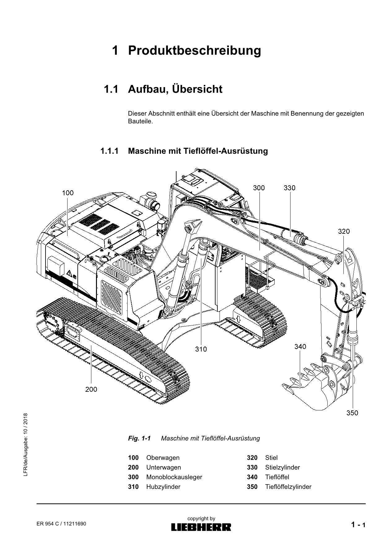 Liebherr ER954 C Hydraulikbagger Betriebsanleitung RU