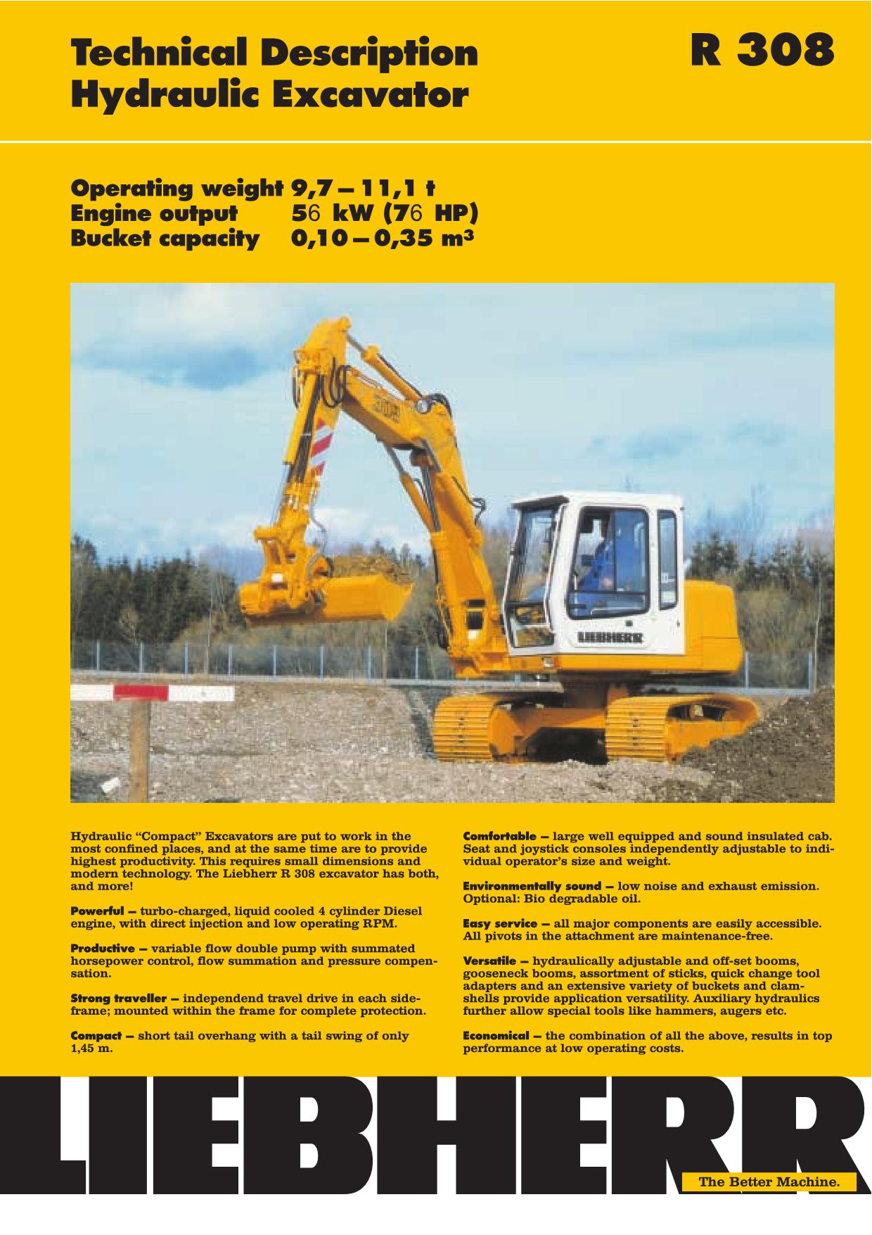 Liebherr R308 Excavator Operators manual