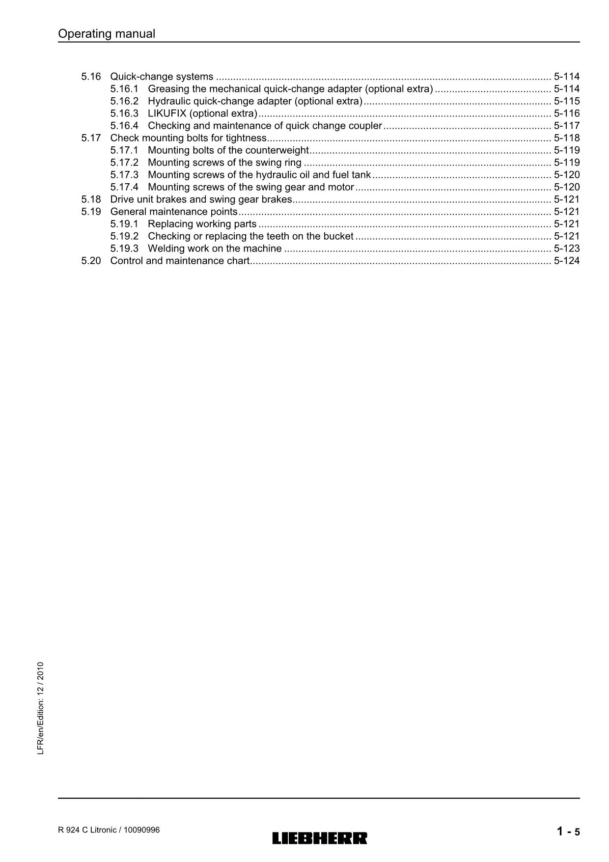 Liebherr R924 C Litronic Excavator Operators manual serial 26743