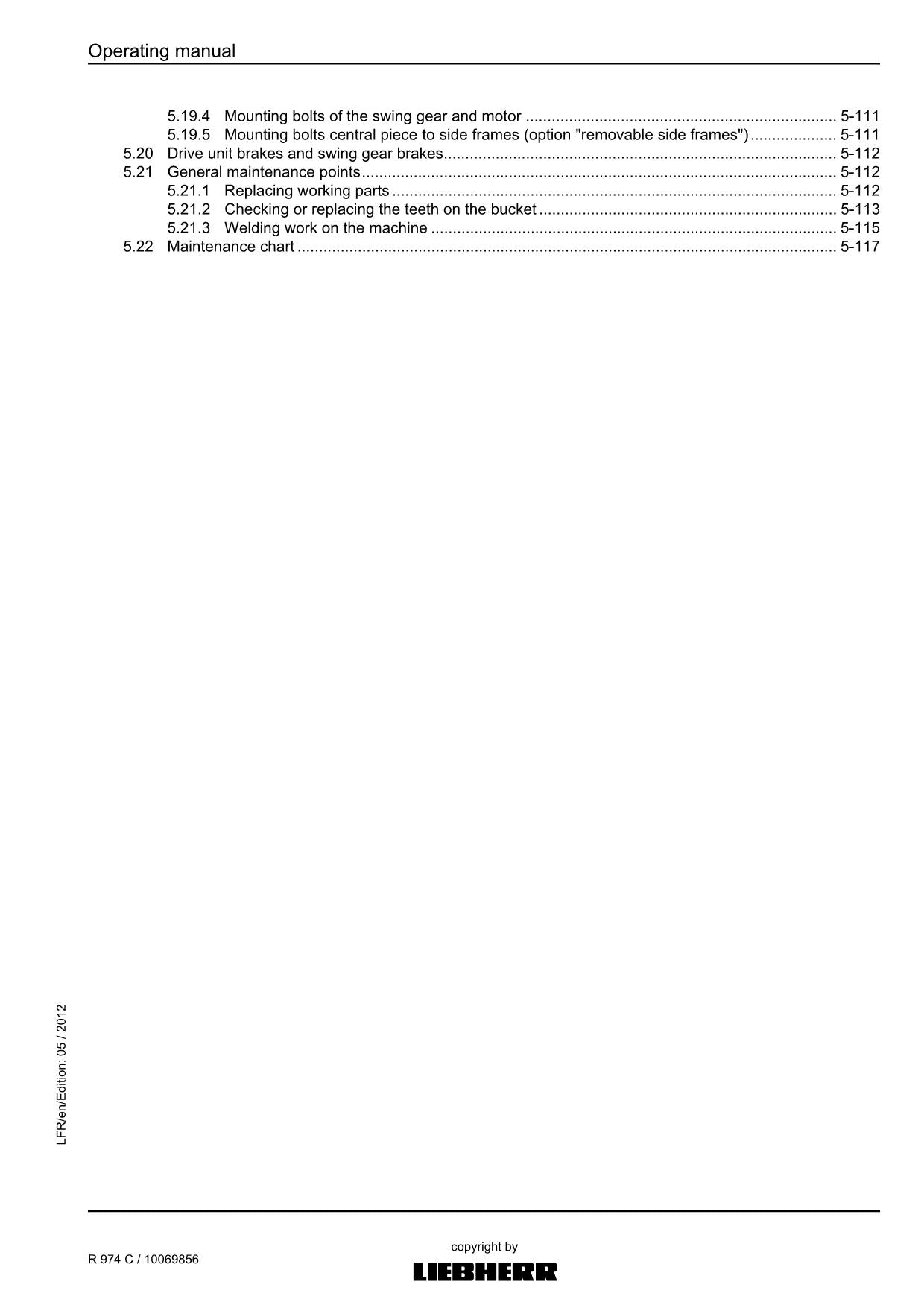 Liebherr R974 C Excavator Operators manual