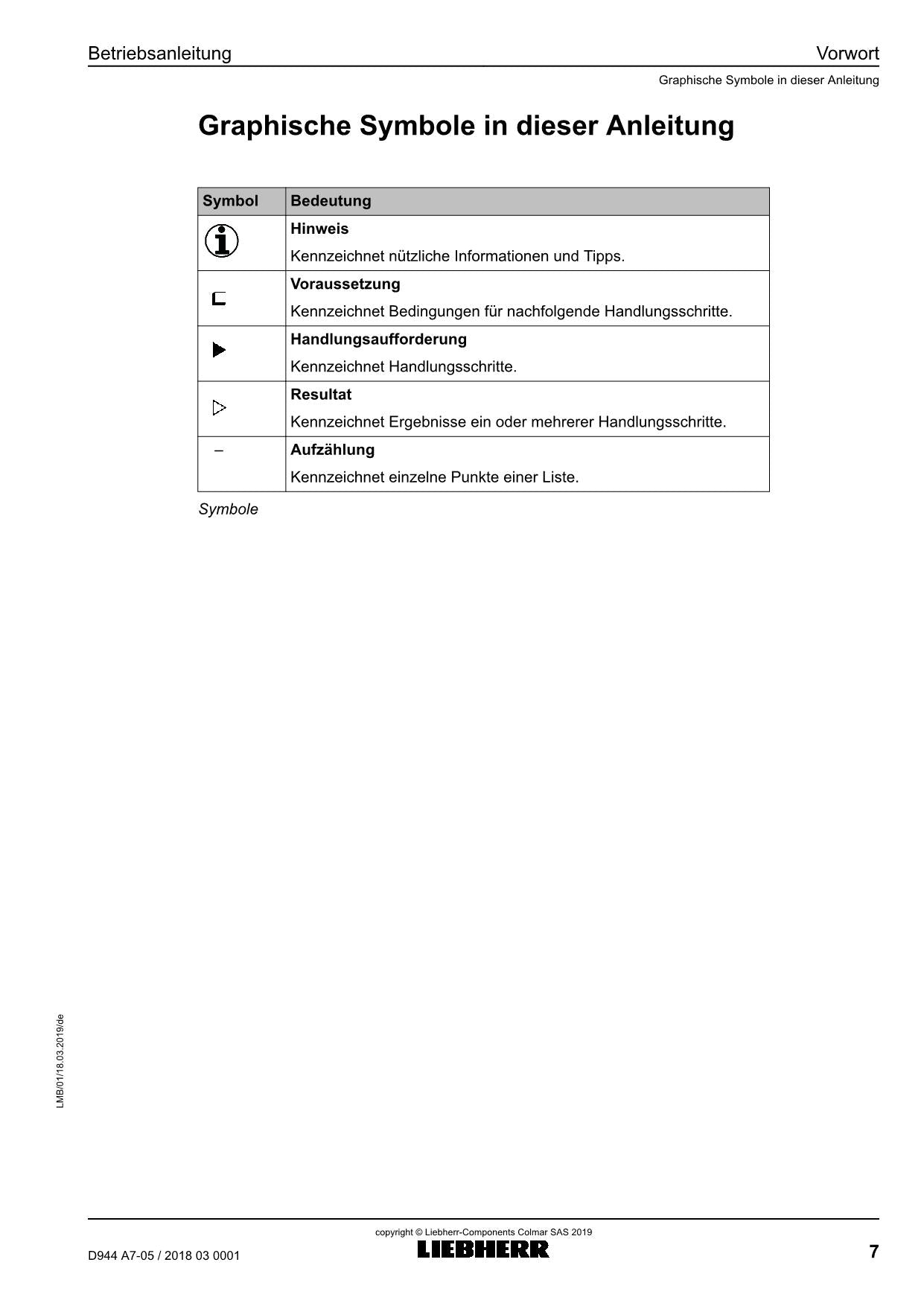 Liebherr D944 A7-05 Moteur diesel Manuel d'instructions