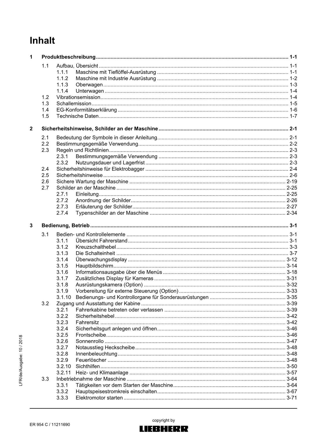Liebherr ER954 C Hydraulikbagger Betriebsanleitung FR