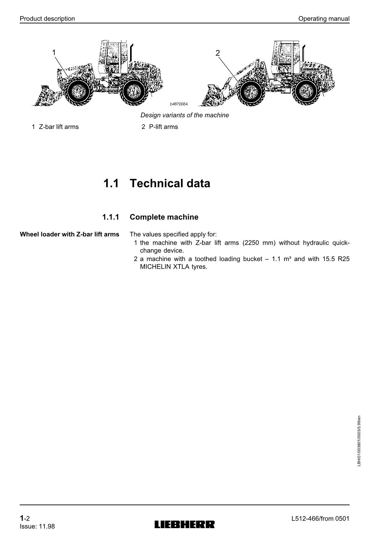 Liebherr L512 Stereo-Radlader Bedienungsanleitung