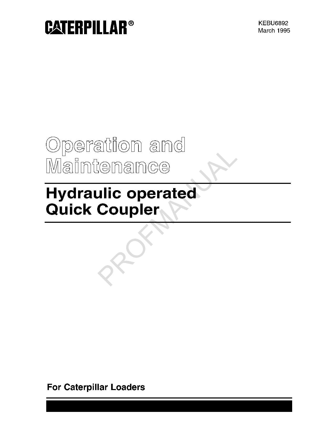 Caterpillar Hydraulic Quick Coupler loader Operators Maintenance Manual