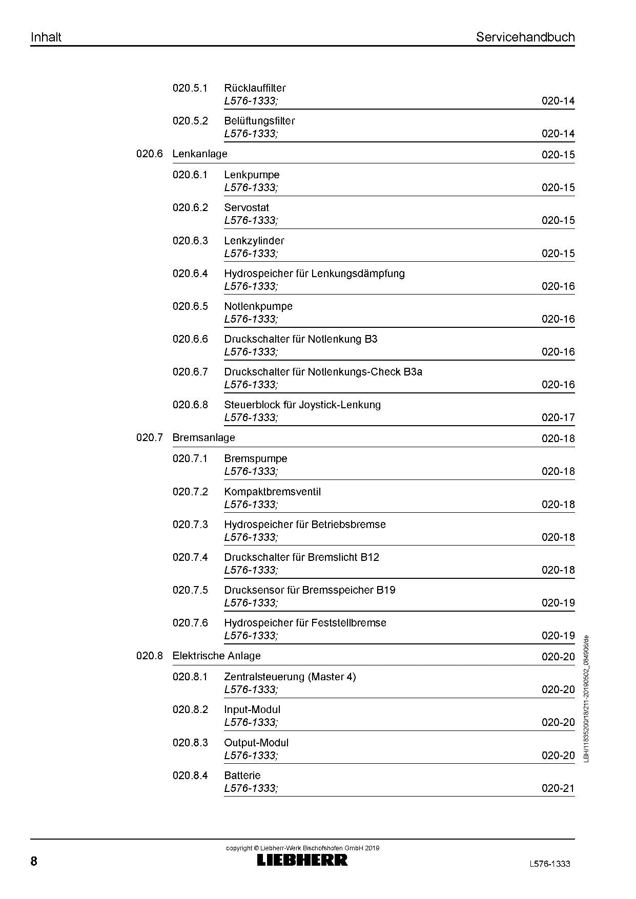 Liebherr L576 1333 Radlader Reparaturhandbuch Werkstatthandbuch