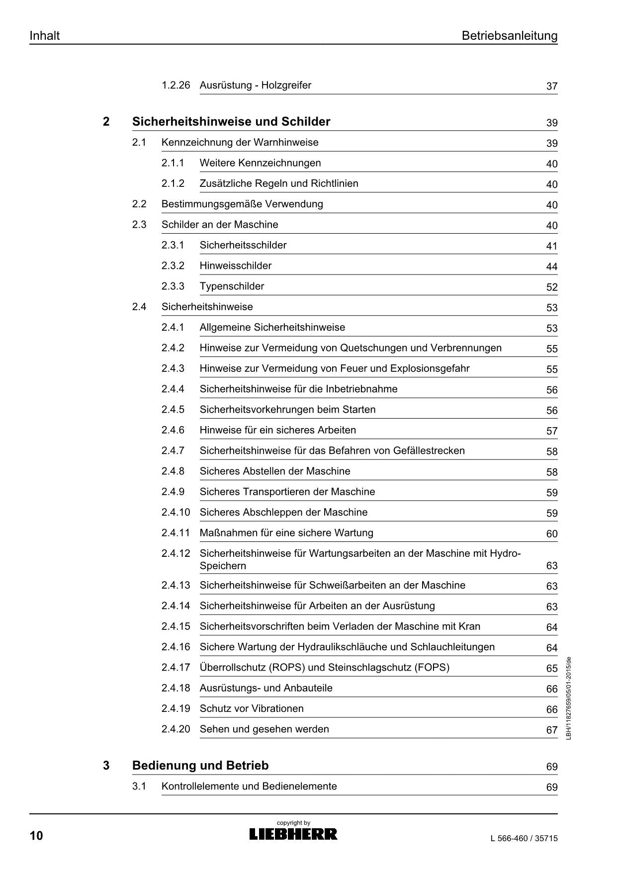 Liebherr L566 Radlader Betriebsanleitung ser 35715 11827659