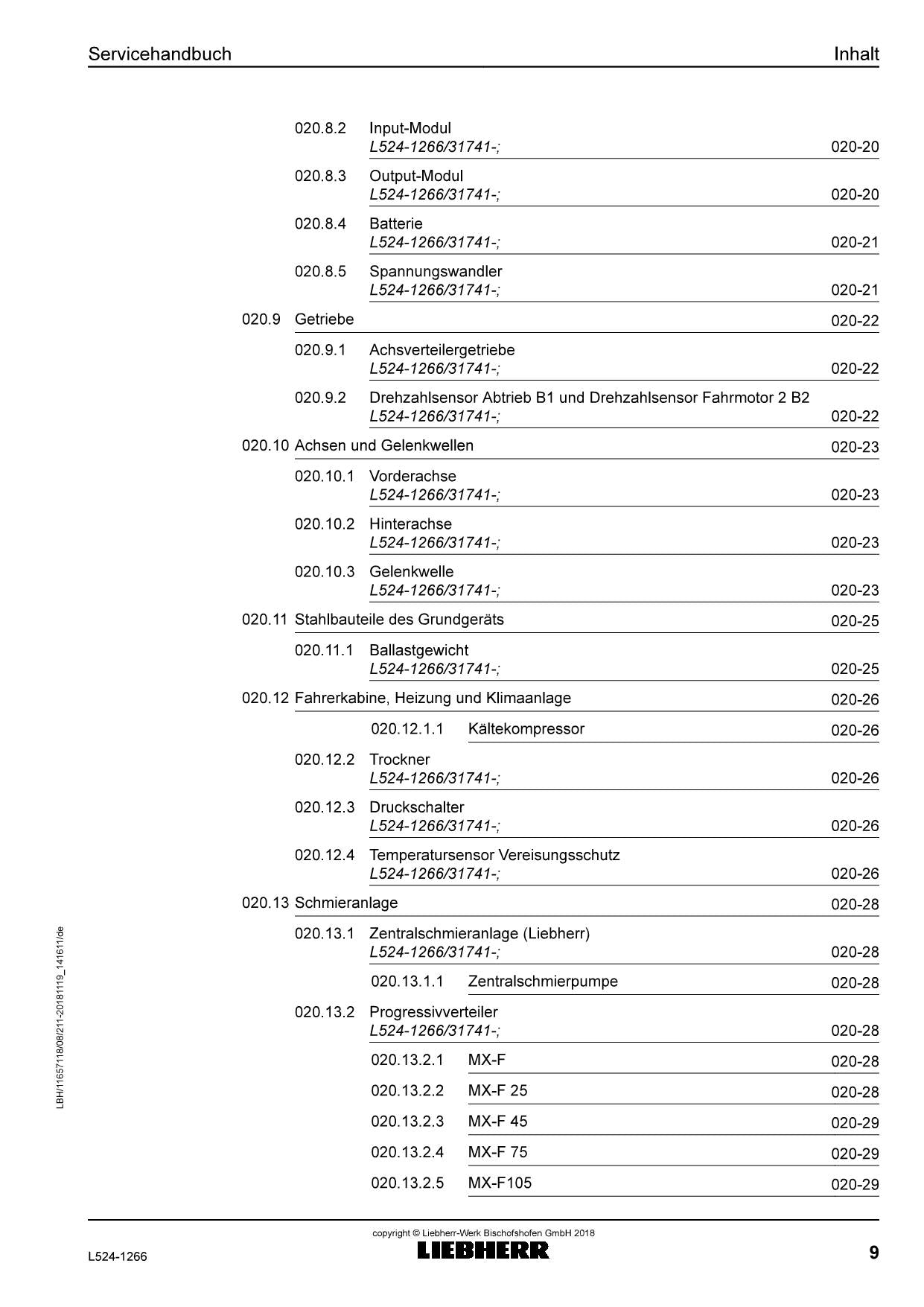 Liebherr L524 1266 Radlader Reparaturhandbuch Werkstatthandbuch