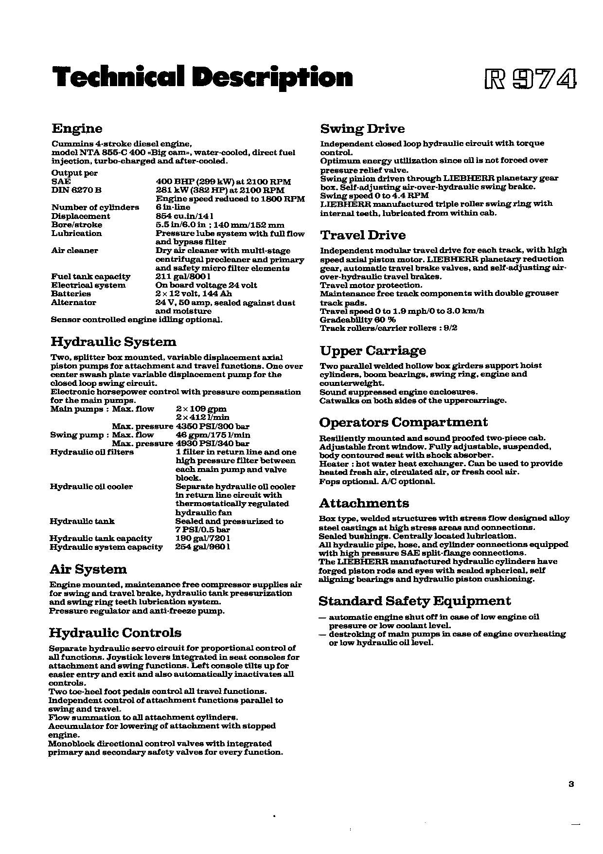 Liebherr R974 Excavator Operators manual