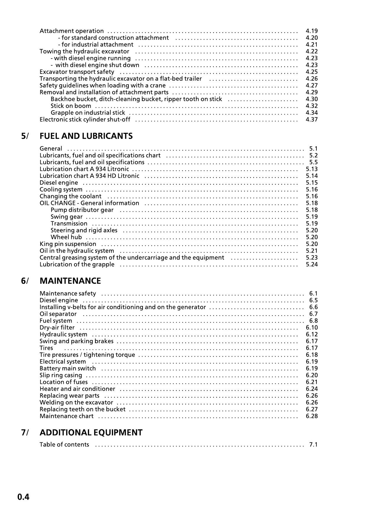 Liebherr A934 B LITRONIC A934 B-HD LITRONIC Excavator Operators manual