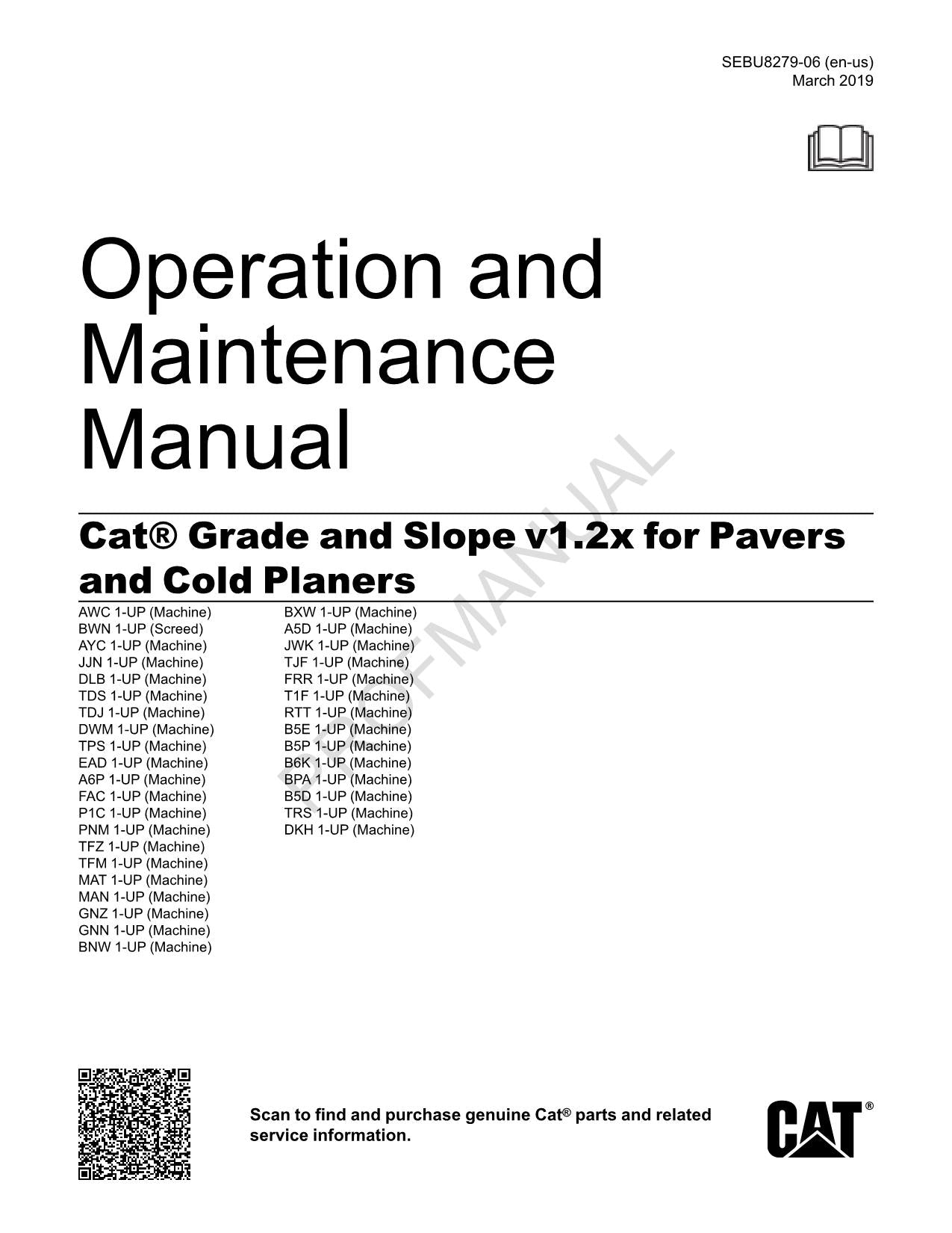 Caterpillar Caterpillar Grade Slope Asphalt Paver Operators Maintenance Manual