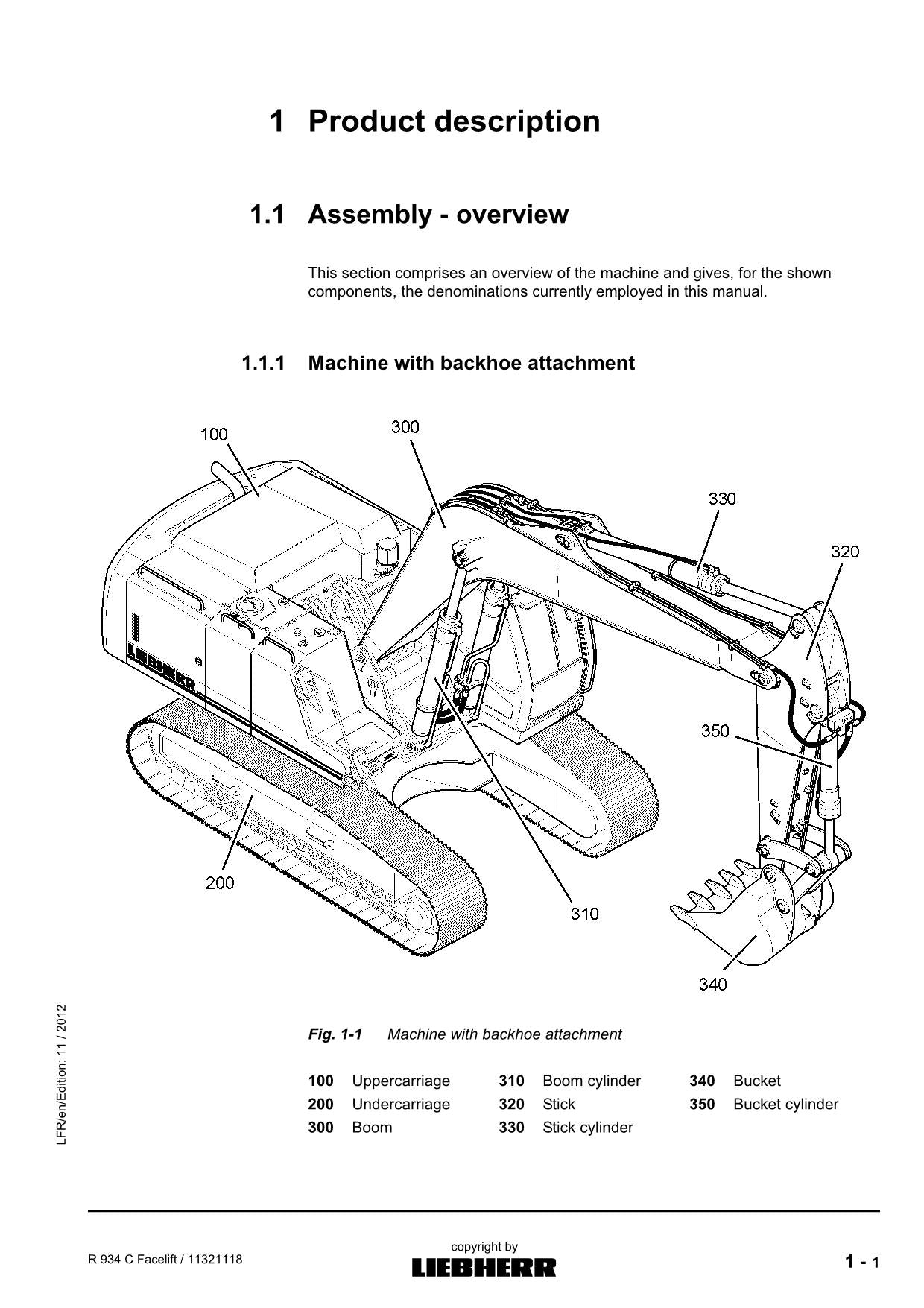 Liebherr R934 C Facelift Excavator Operators manual