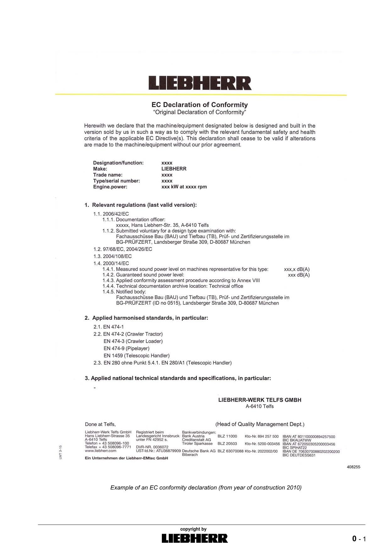 Manuel d'utilisation de la chargeuse sur chenilles Liebherr LR634 Litronic 9085125 série 10606