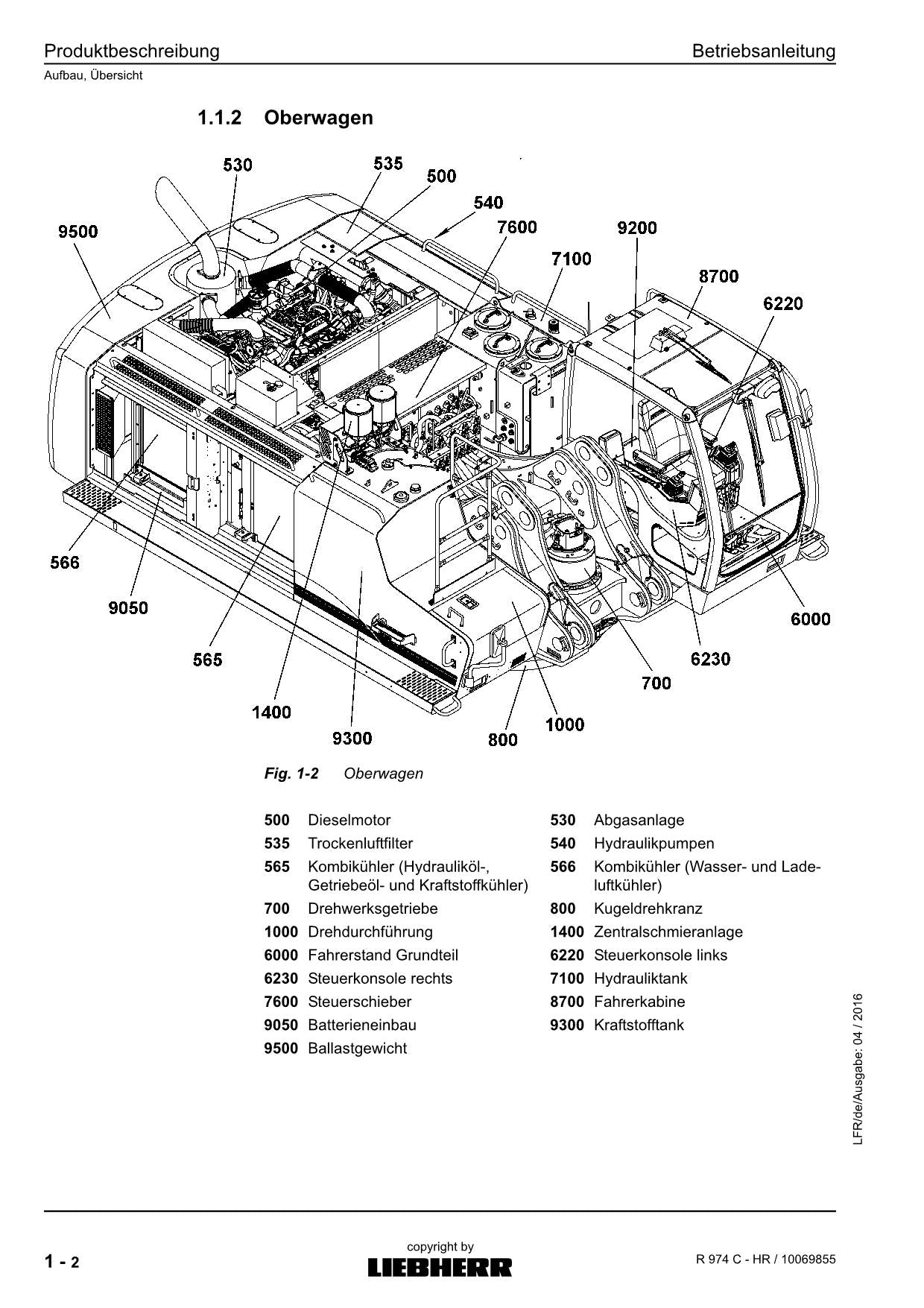 Liebherr R974 C HR Hydraulikbagger Betriebsanleitung