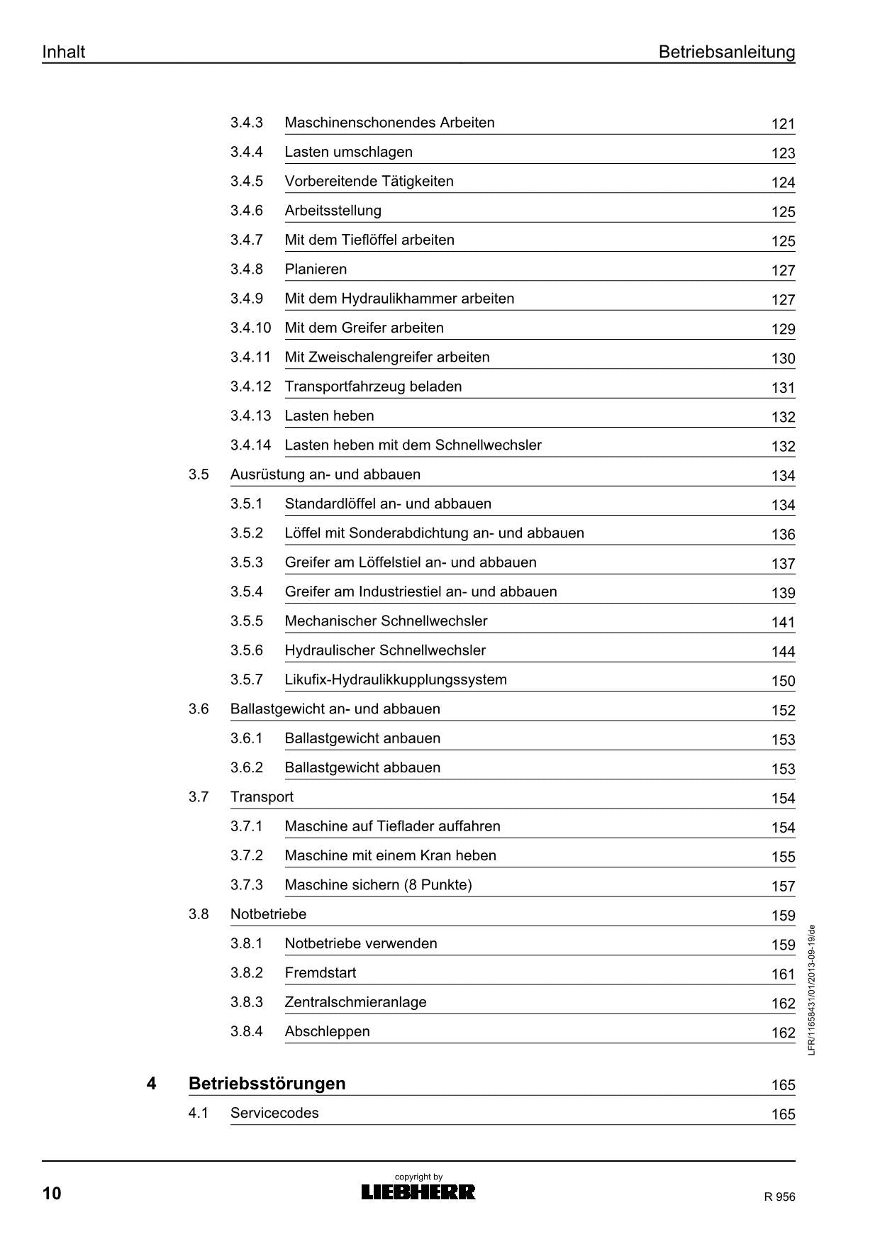 Liebherr R956 Hydraulikbagger Betriebsanleitung 1208 37192