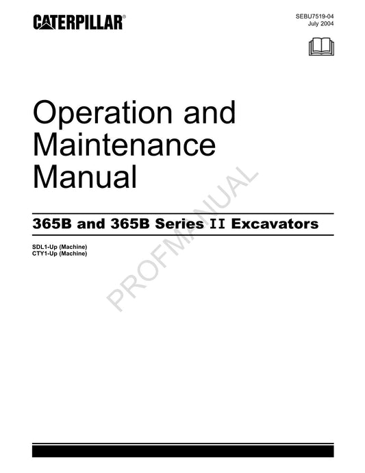 Caterpillar 365B 365B Serie II Bagger-Bediener-Wartungshandbuch