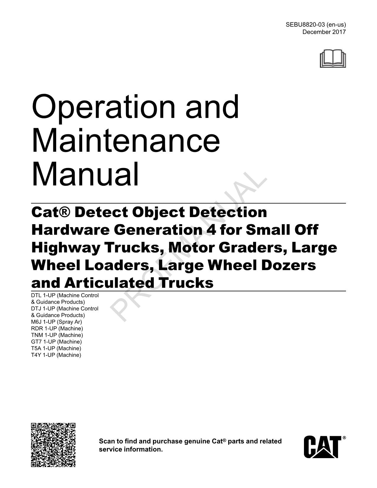 Caterpillar Cat Detect Object Hardware Generation 4 Operators Maintenance Manual