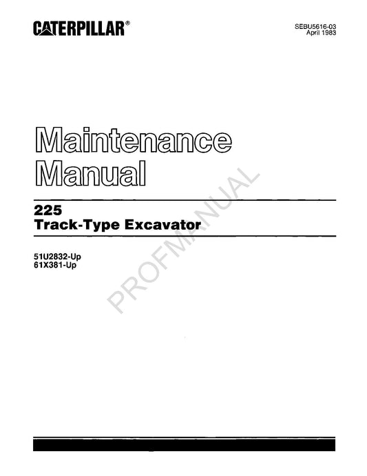 Caterpillar 225 Track Excavator Operators Maintenance Manual