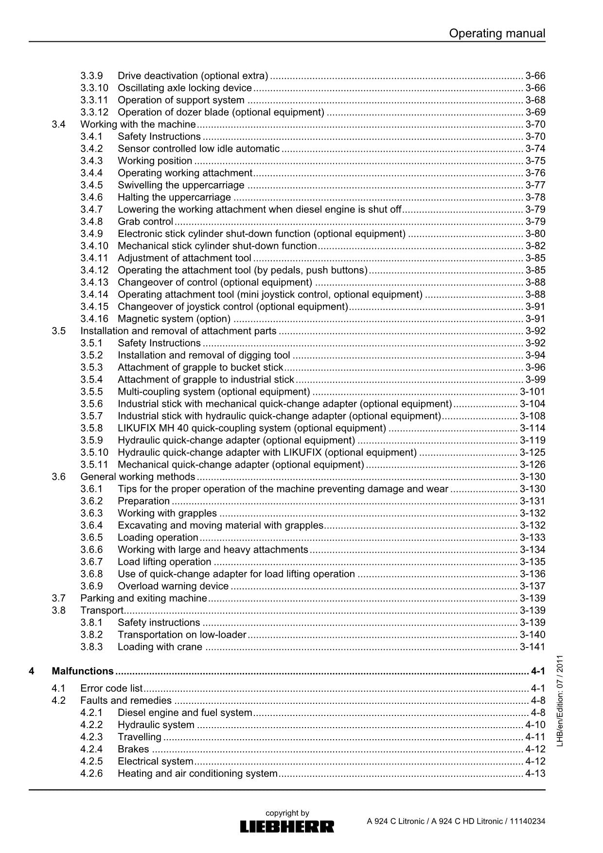 Liebherr A924 C Litronic A924 C HD Litronic Excavator Operators manual