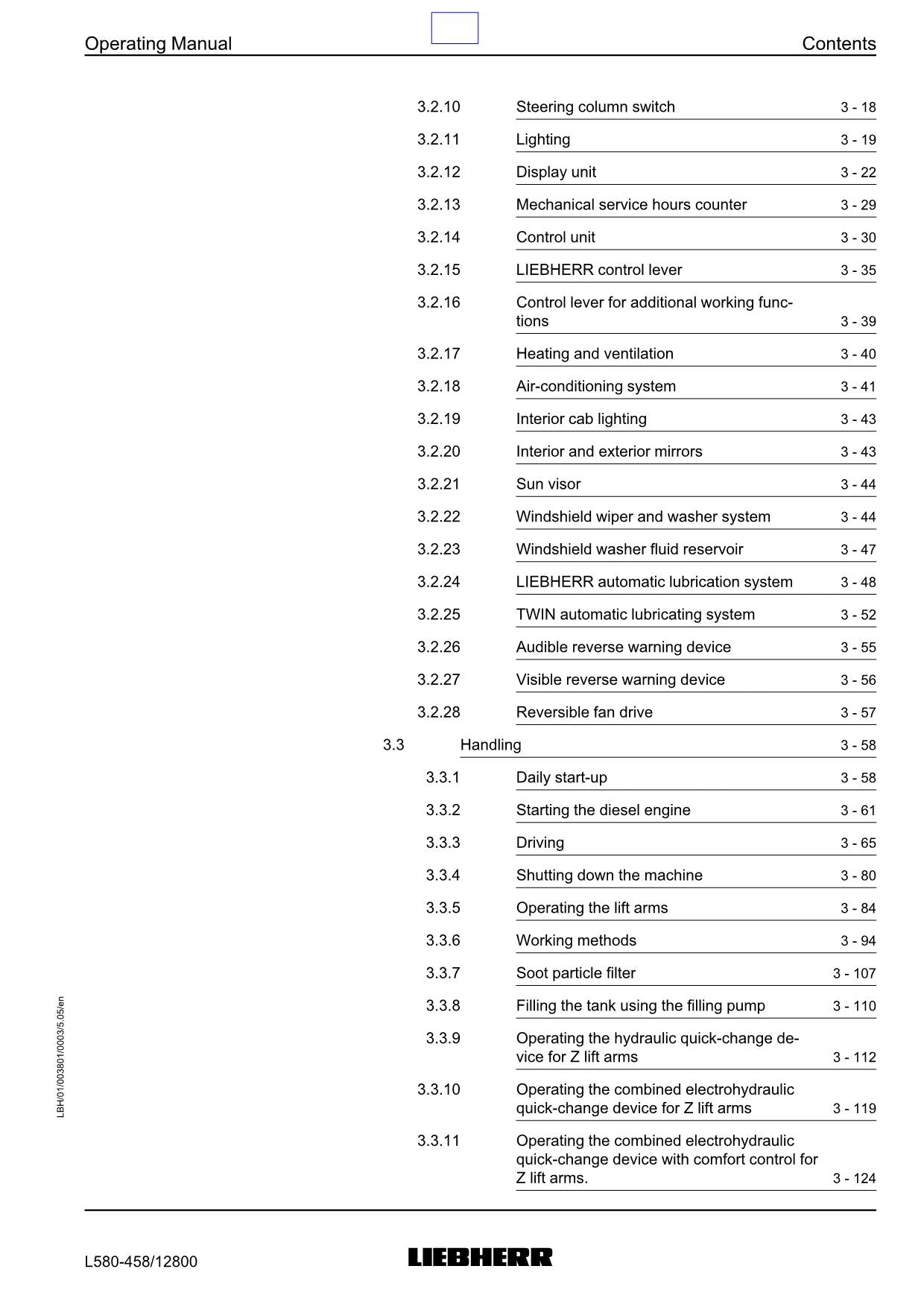 Liebherr-Radlader L580 – Bedienungsanleitung, Seriennummer 12800
