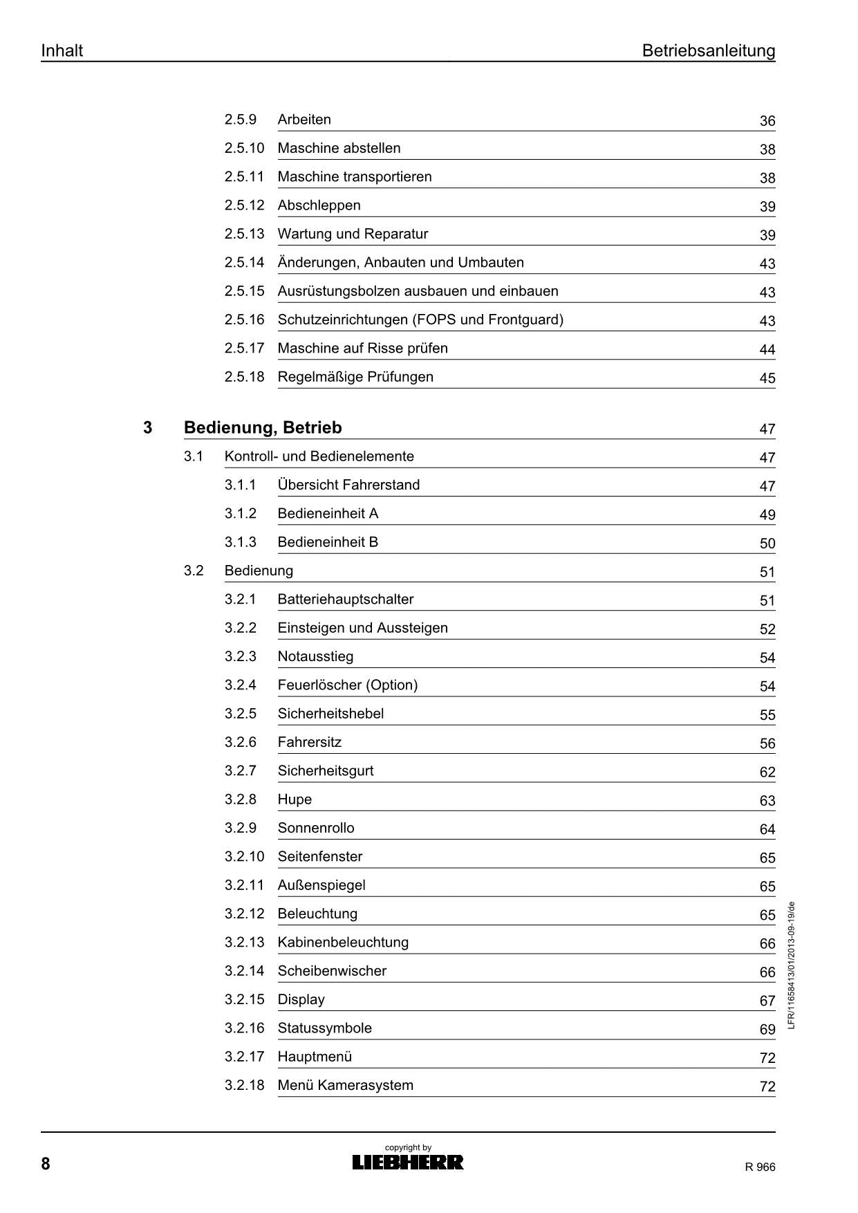 Liebherr R966 Hydraulikbagger Betriebsanleitung 1427; 37620