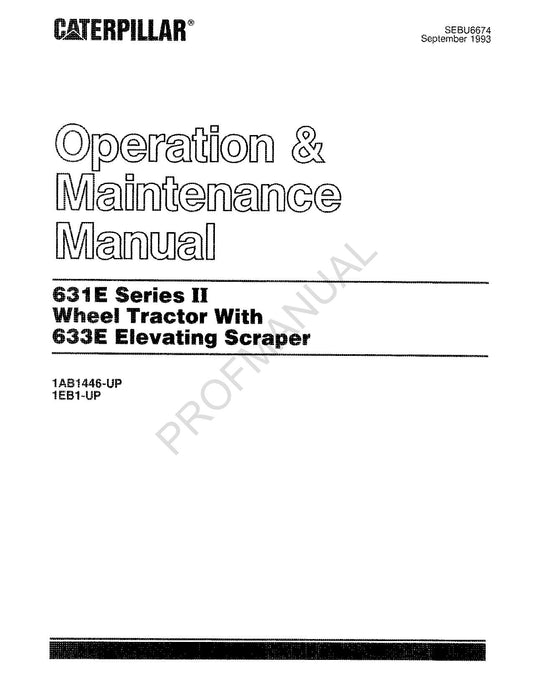 Caterpillar 631E Series II Wheel Tractor 632E Elevating Scraper Operators Manual