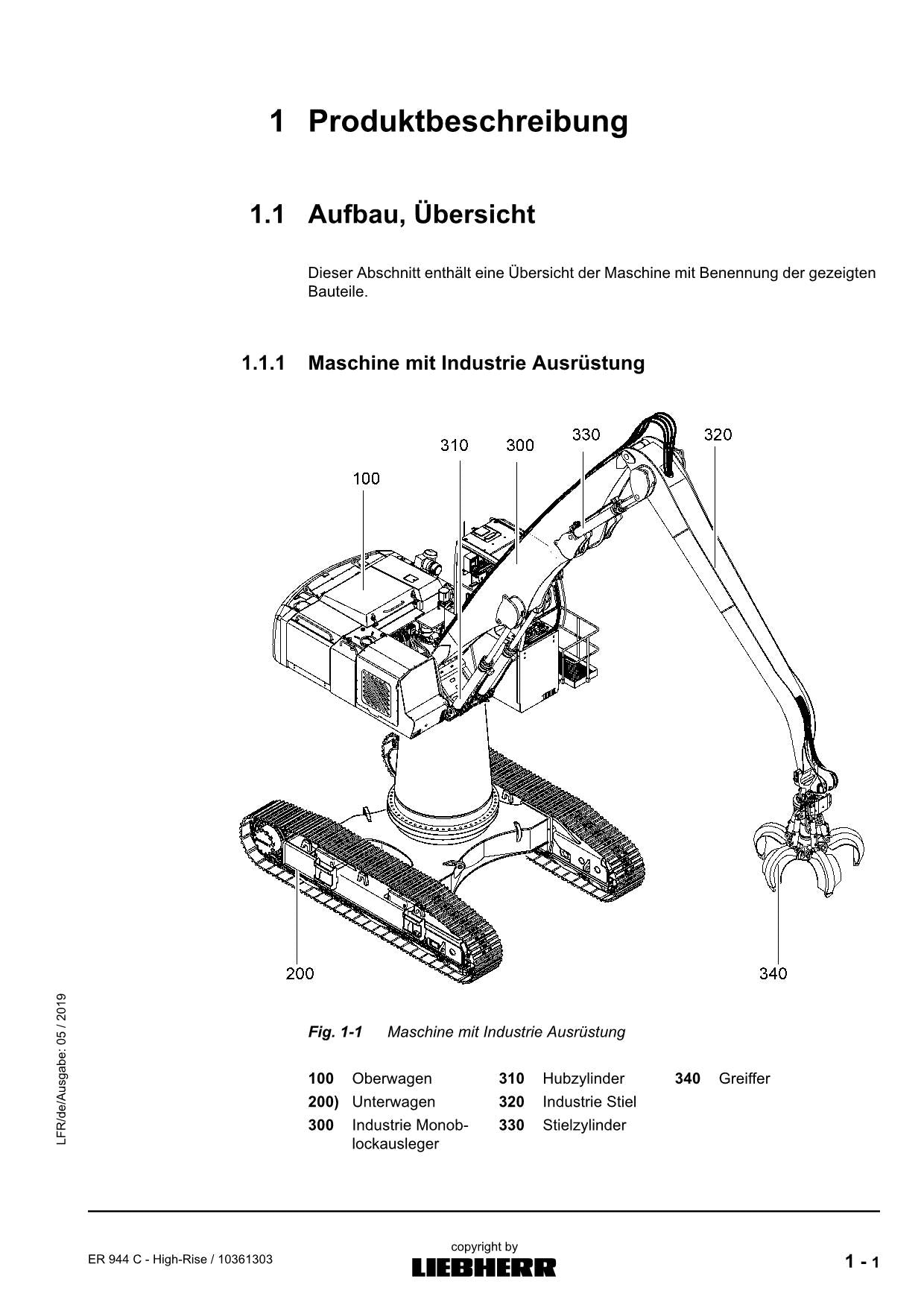 Liebherr ER944 C High-Rise Hydraulikbagger Manuel d'instructions