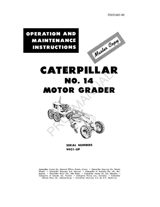 Manuel d'entretien de l'opérateur de la niveleuse Caterpillar 14 99G1-Up