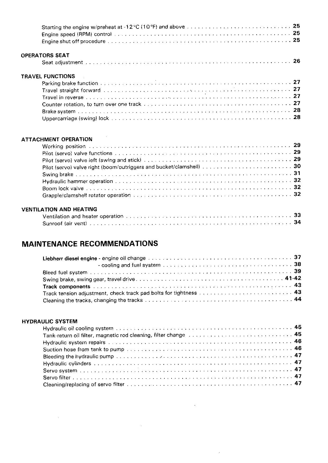 Liebherr R902 Excavator Operators manual serial 2600