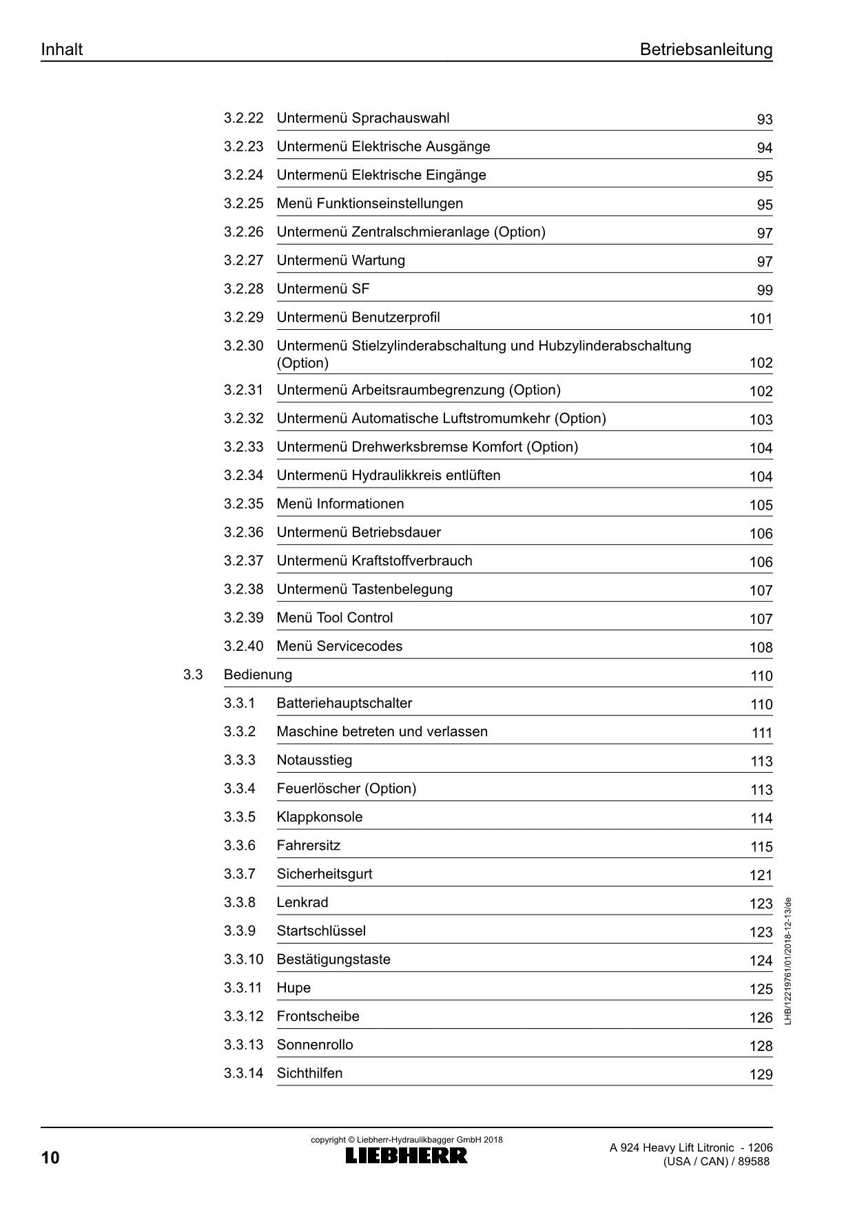 Liebherr A924 Heavy LifTLitronic Mobilbagger Betriebsanleitung ser 89588 USA CAN