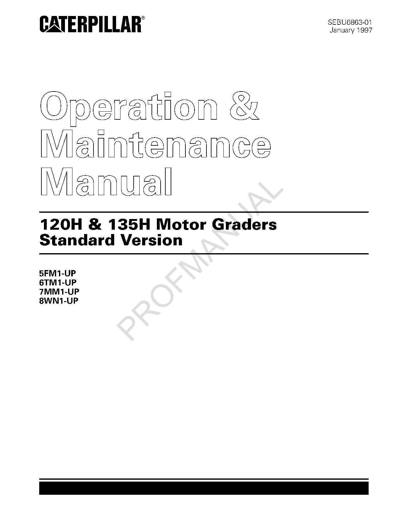 Caterpillar 120H 135H Motorgrader Standardversion - Bedienungs- und Wartungshandbuch