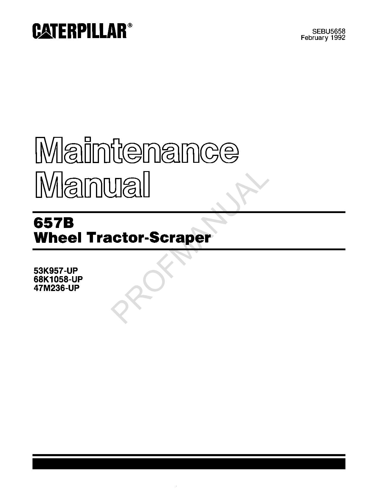 Caterpillar 657B Wheel Tractor Scraper Operators Maintenance Manual SEBU5658