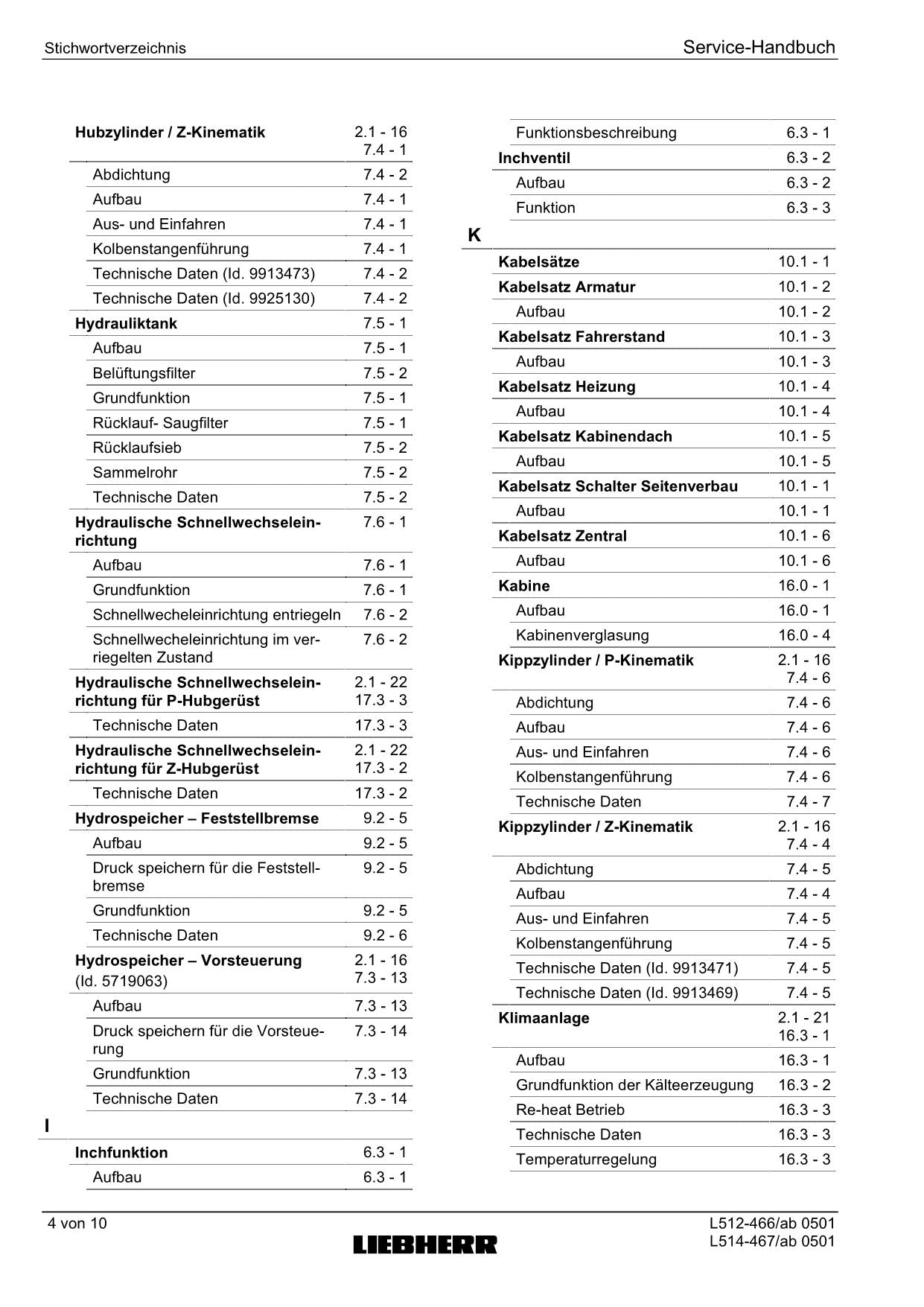 Liebherr L512 L514 L512 L514 Stereo Radlader Reparaturhandbuch Werkstatthandbuch