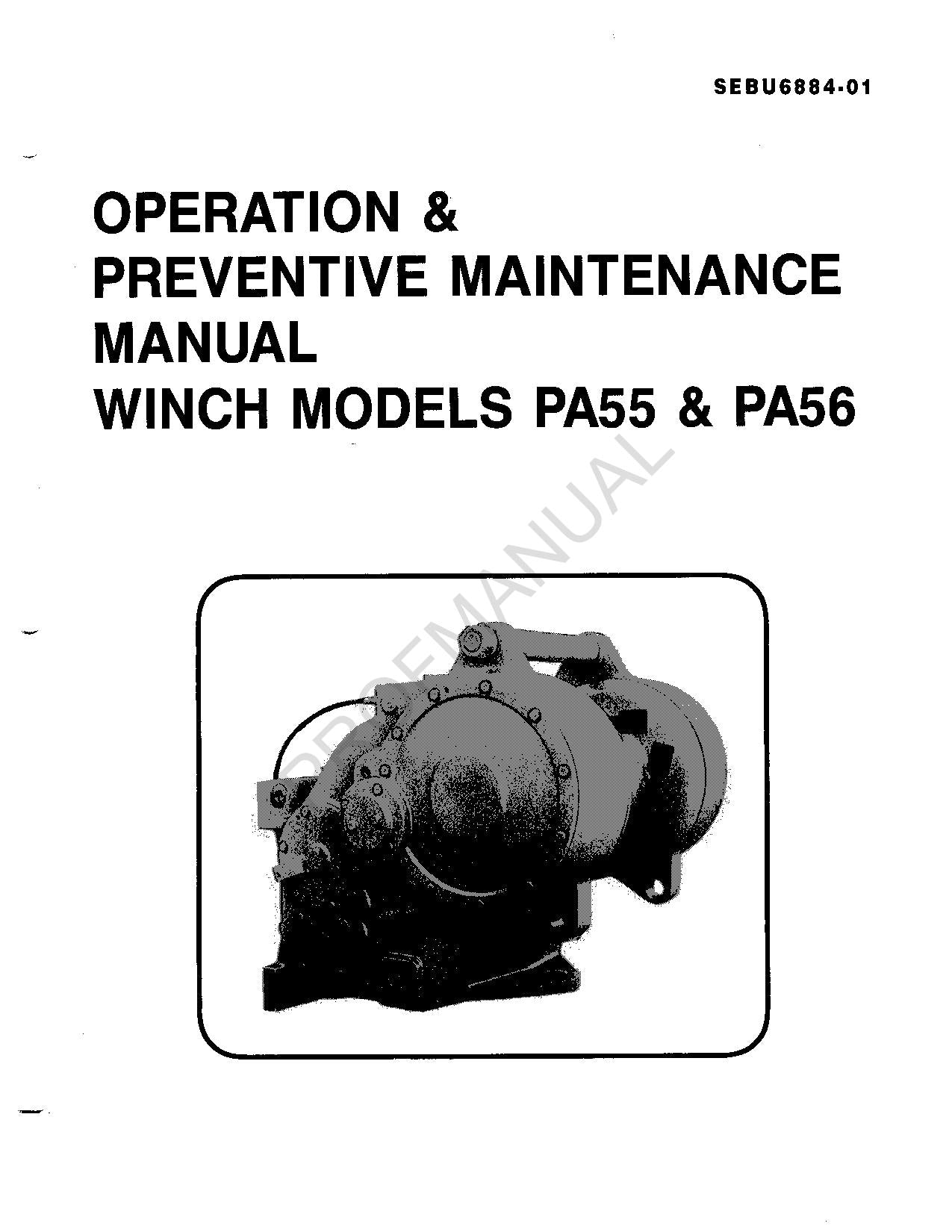 Caterpillar Winch Models PA55 PA56 Operators Preventive Maintenance Manual