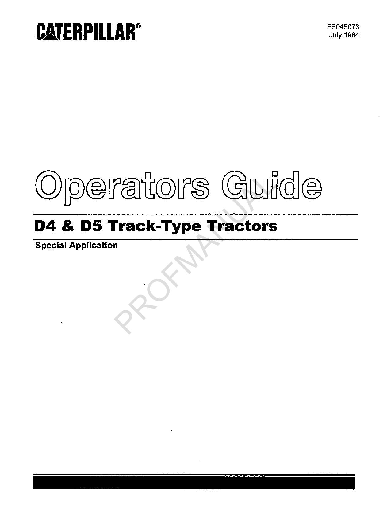 Caterpillar D4 D5 Track Type Tractor Operators Manual