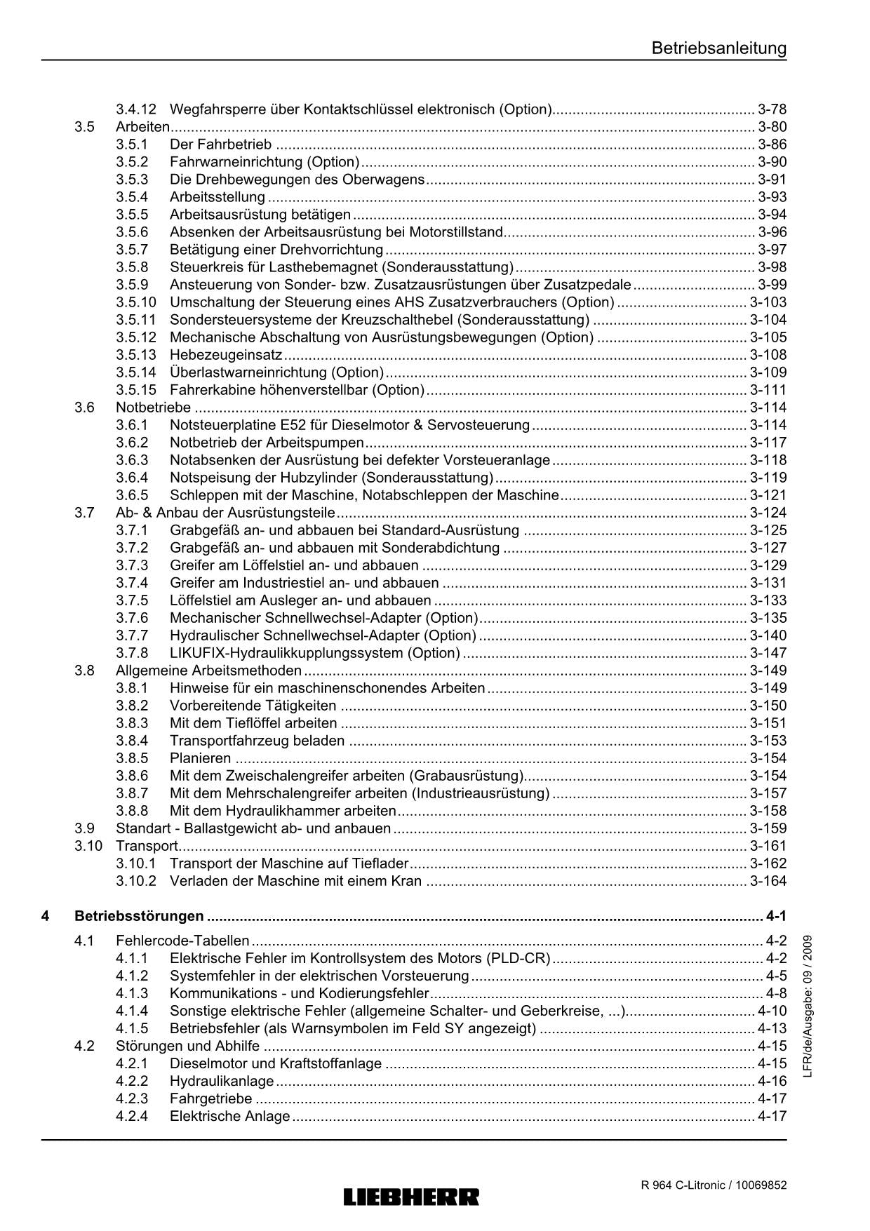 Liebherr R964 C Litronic Hydraulikbagger Betriebsanleitung ser 22612