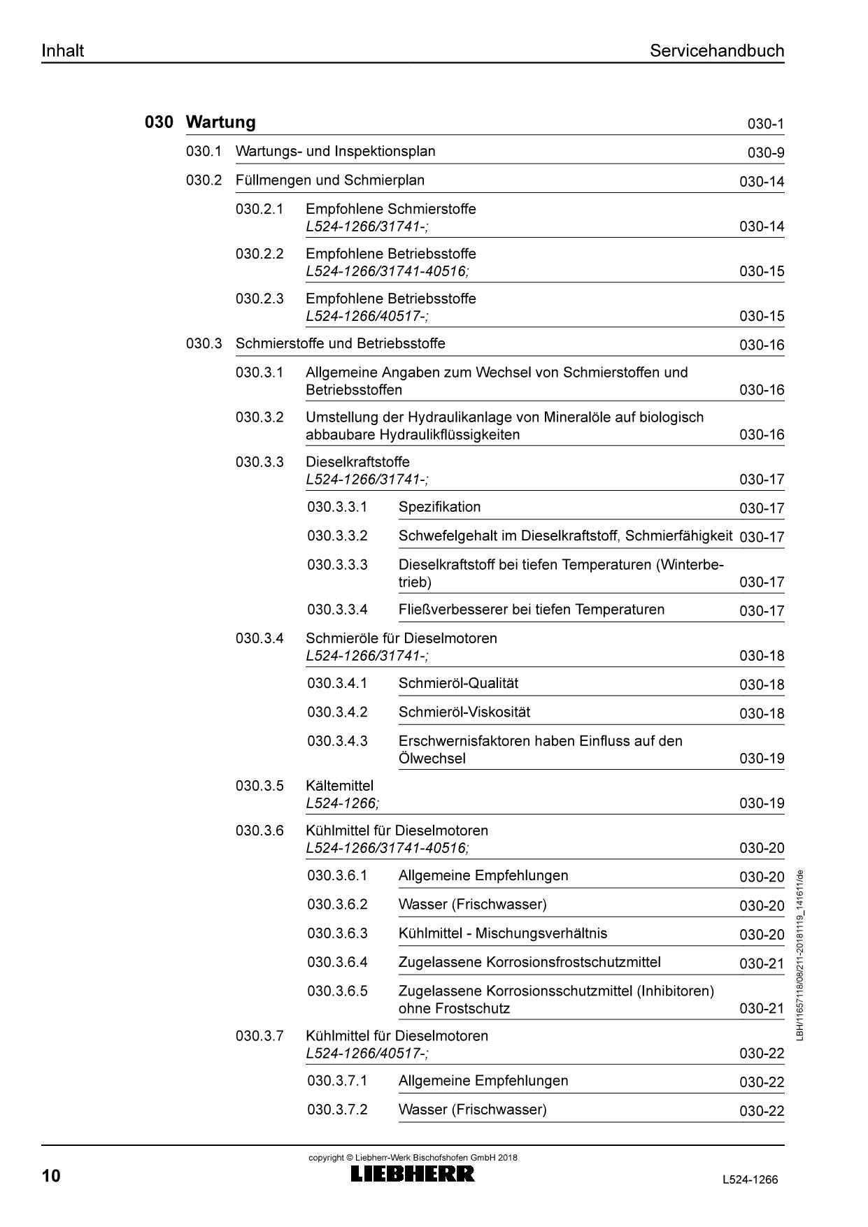 Liebherr L524 1266 Radlader Reparaturhandbuch Werkstatthandbuch