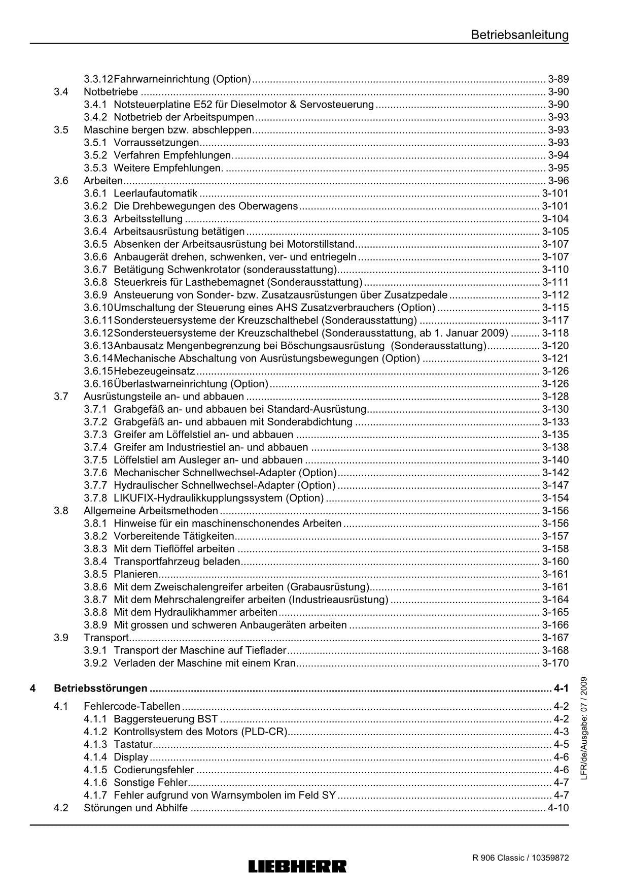 Liebherr R906 Classic Hydraulikbagger Betriebsanleitung Wartungsanleitung