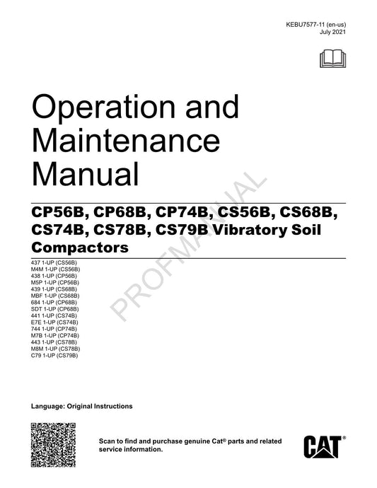 Manuel d'utilisation du compacteur de sol vibrant Caterpillar CP56B CS56B CP68B CS68B