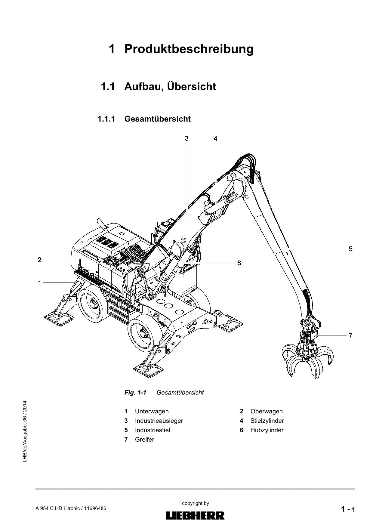 Liebherr A954 C HD Litronic Manuel d'utilisation 11696486