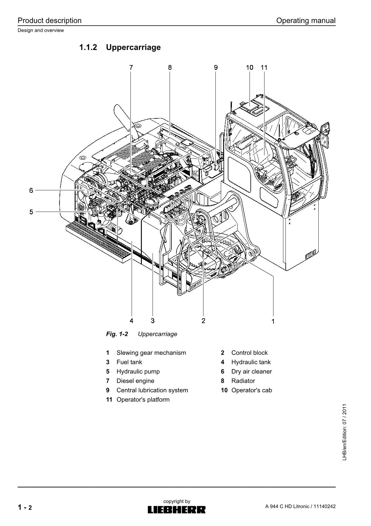 Liebherr A944 C HD Litronic BAGGER HOLZBAUMASCHINE Bedienungsanleitung