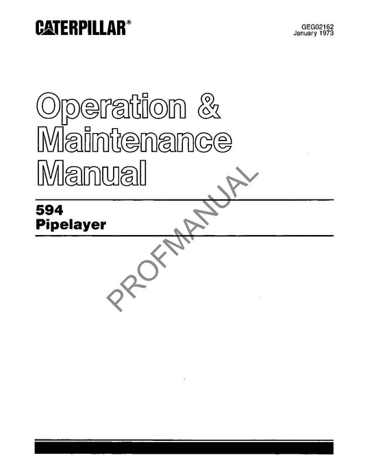 Caterpillar 594 Pipelayer Operators Maintenance Manual