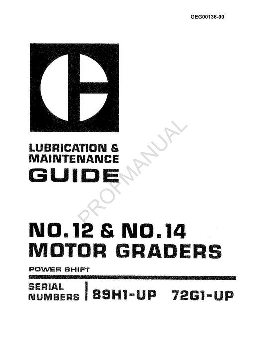 Wartungshandbuch für Schmierung und Motorgrader Caterpillar 12 14