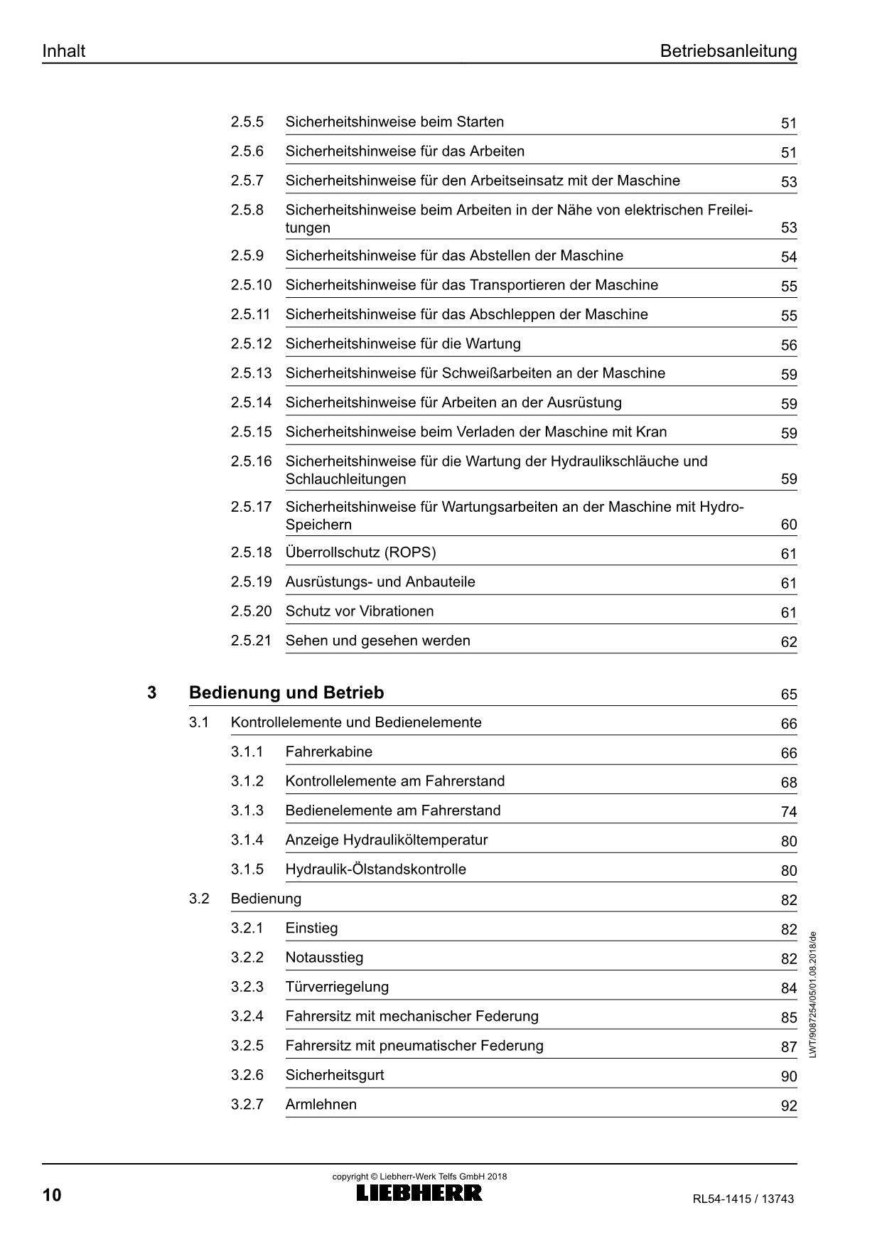Liebherr RL54 Rohrleger Betriebsanleitung ser 13743 RU