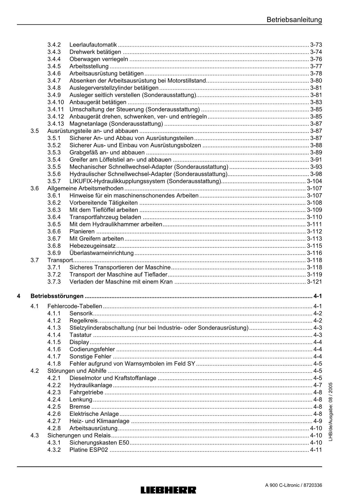 Liebherr A900 C-Litronic Hydraulikbagger Betriebsanleitung ser 917 987