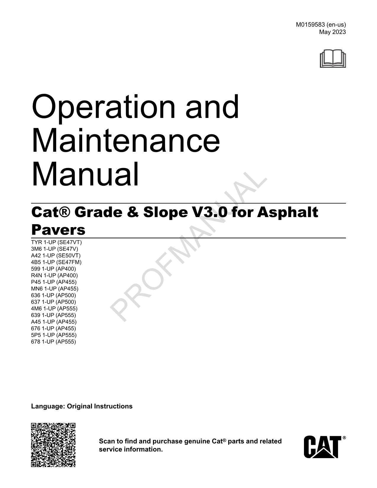 Caterpillar Grade Slope V3.0 for Asphalt Paver Operators Maintenance Manual