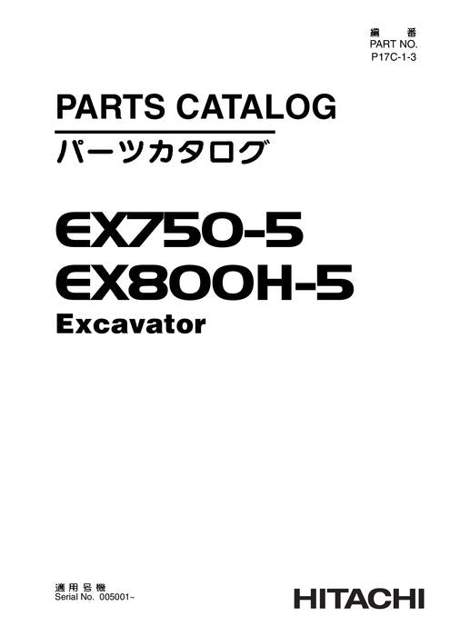 Hitachi EX750-5 EX800H-5 Bagger-Ersatzteilkataloghandbuch