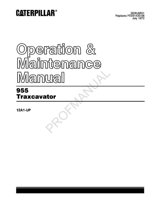 Caterpillar 955 Traxcavator Operators Maintenance Manual SEBU6651