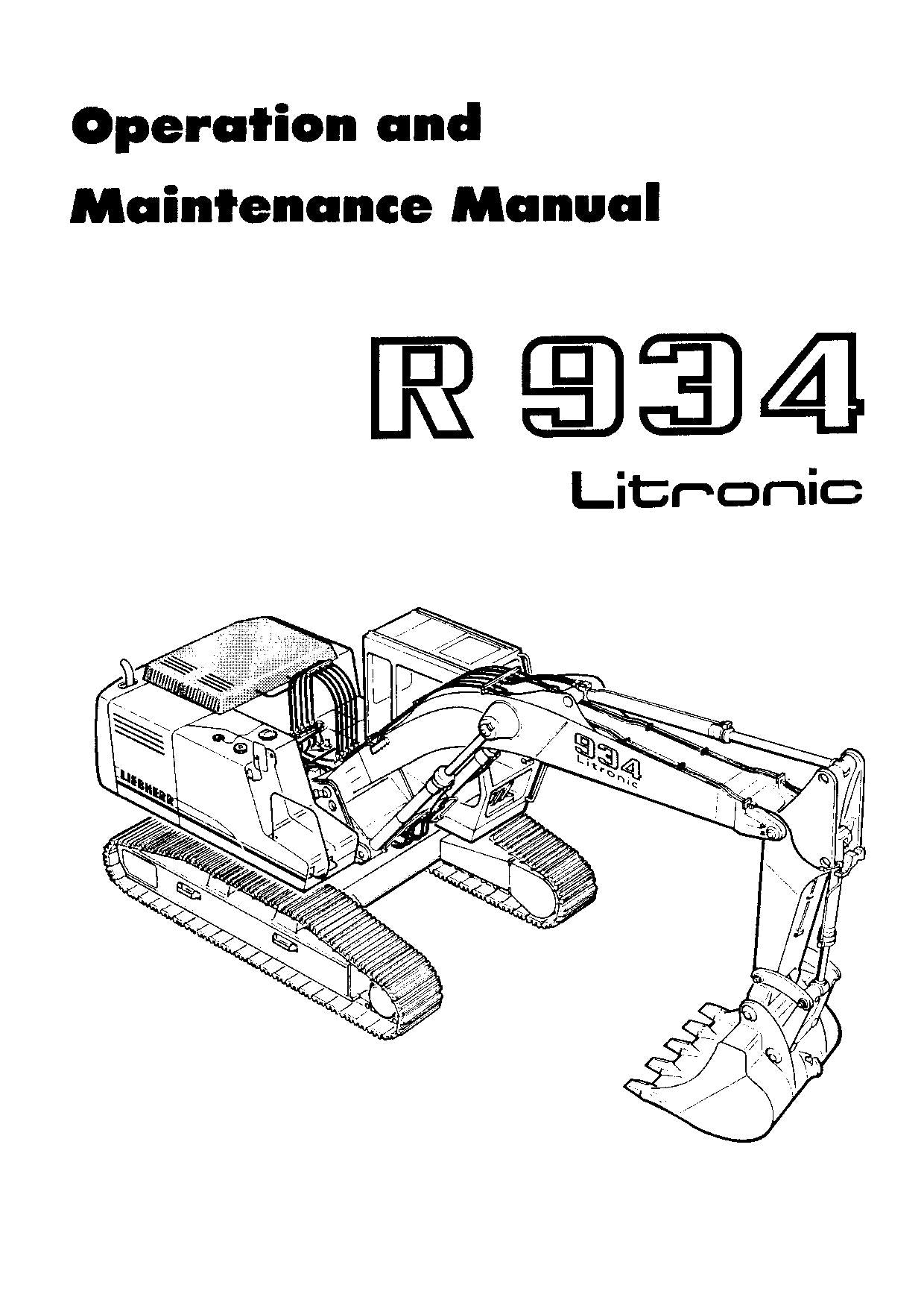 Liebherr R934 Litronic Excavator Operators manual serial 5001