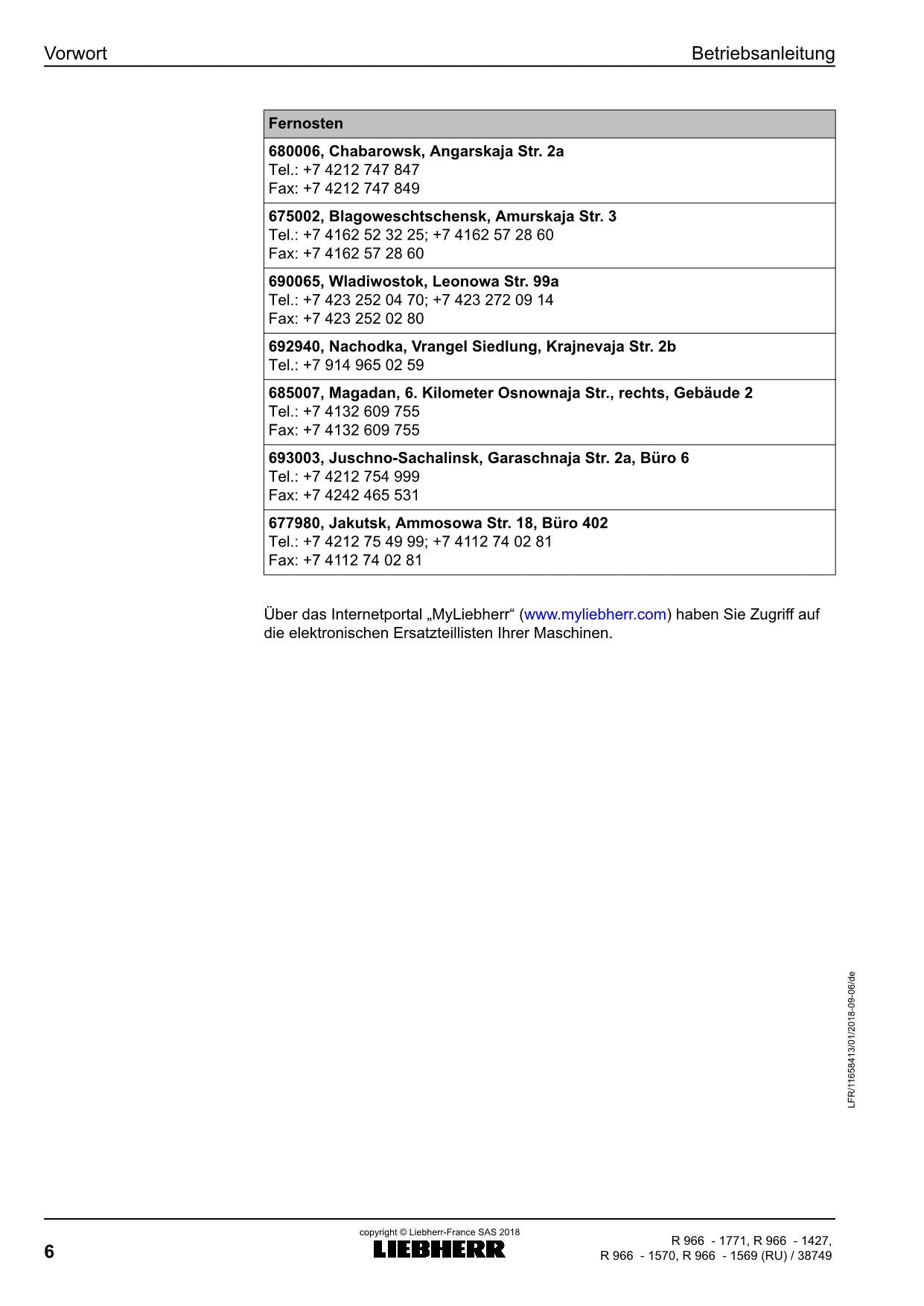 Liebherr R966 Hydraulikbagger Manuel d'instructions ser 38749